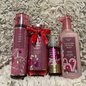 BNWT!BBW Twisted Peppermint Fine and Body Wash and hand sanitizer and soap💝